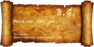 Mentzer Géza névjegykártya